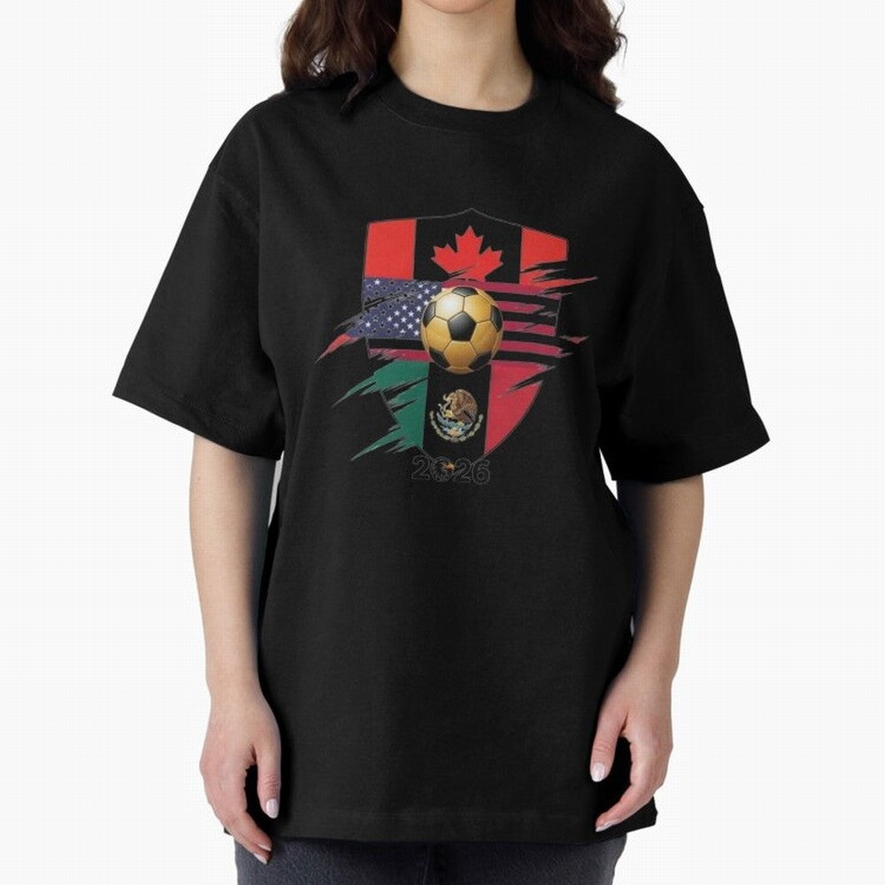 Golden Soccer Ball 2026 Host Nations Emblem Classic T-Shirt Carry the Colors and Pride of FIFA World Cup 2026 for Fans of Messi, CR7 and Mbappe and England and Germany, Bringing Game Day Rituals, Football Legends, Country Pride and the Road to the