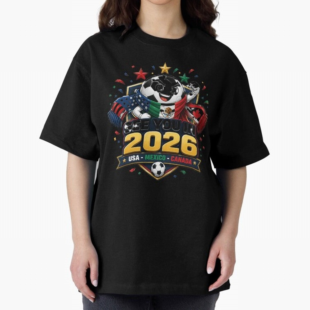 See You in 2026 USA Mexico Canada Soccer Mascot Classic T-Shirt Stand Out with Spirit from Match Day Hype around FIFA World Cup 2026 USA Canada Mexico, Messi, CR7 and Mbappe, Brazil, Sports Nostalgia, International Competition, Famous Players and