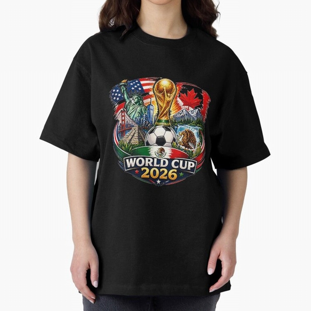 World Football 2026 USA Canada Mexico ¨C Soccer Fan Design Retro Travel Style Classic T-Shirt Celebrate the Biggest Stage of FIFA World Cup 2026 Group Stage Spirit, Highlighting Portugal, Neymar, Haaland and Cristiano Ronaldo, Stadium Chants,