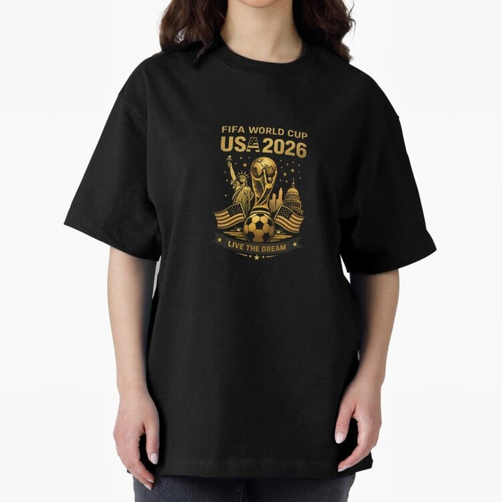 Fifa World Cup USA 2026 Gold Soccer Football Classic T-Shirt Celebrate FIFA World Cup 2026 USA Canada Mexico for Fans of Cristiano Ronaldo and Argentina, Bringing Global Supporter Spirit, Legendary Goals, National Colors and Tournament Celebration;
