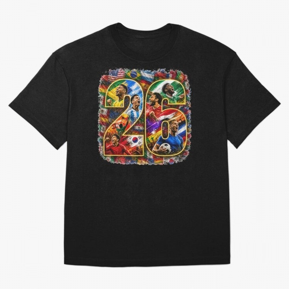 International Global Flags Soccer Football Classic T-Shirt Live the Energy of Match Day Hype around FIFA World Cup 2026 Group Stage, Messi, Neymar and Mbappe, Argentina and Brazil, Sports Nostalgia, International Competition, Famous Players and
