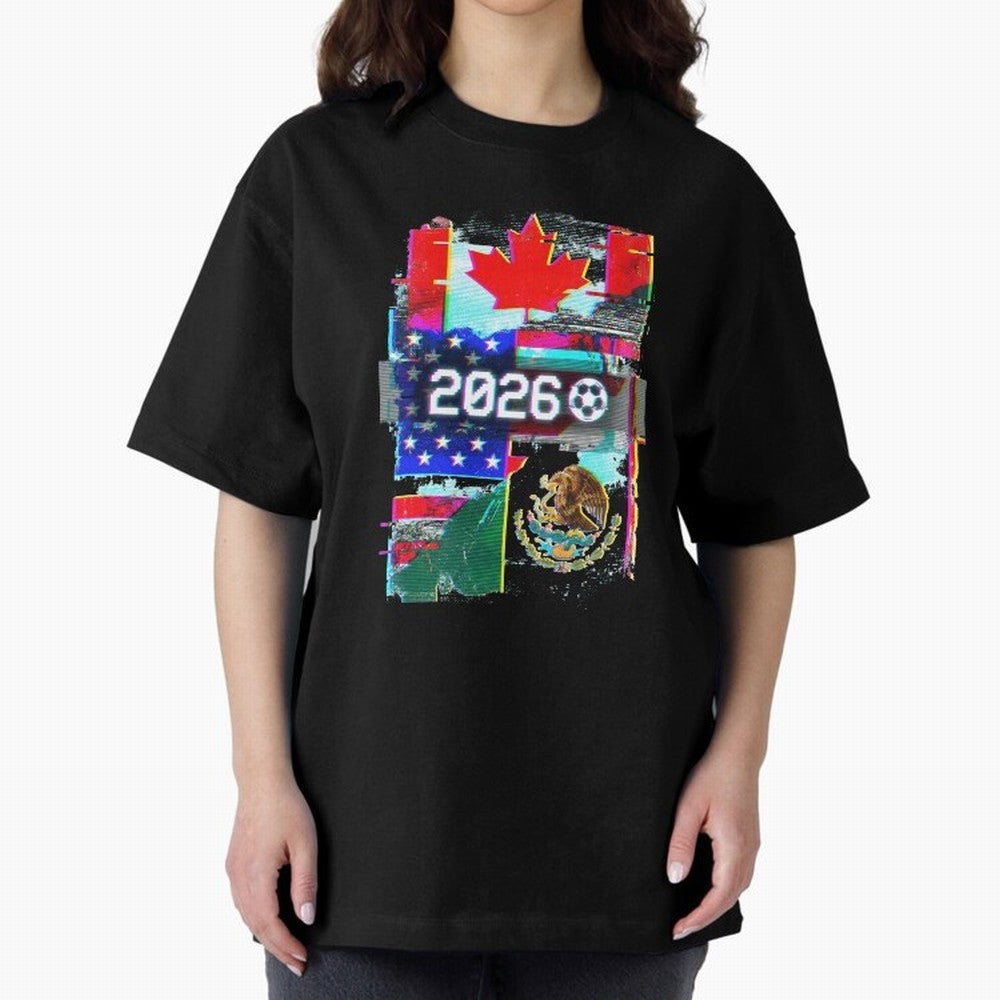 Glitched United 2026 - North America Tournament Emblem Classic T-Shirt Turn Up for FIFA World Cup 2026 Group Stage Spirit, with Argentina, CR7 and Messi, Stadium Chants, National Pride, Trophy Dreams and Unforgettable Football Memories; Perfect for