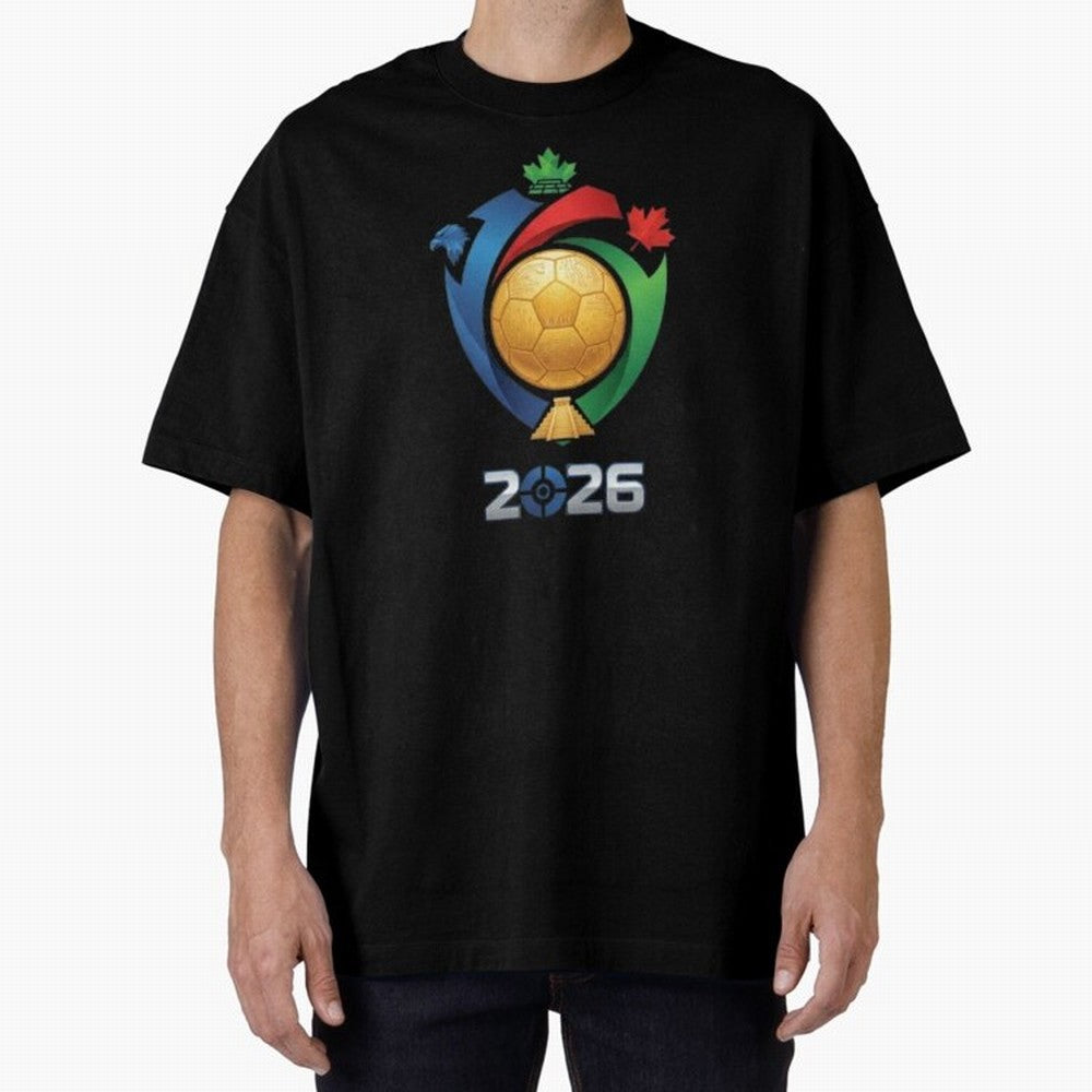 Golden Soccer Ball 2026 Host Nations Emblem Classic T-Shirt Stand Out with Spirit from FIFA World Cup 2026 Group Stage Filled with Mbappe and Neymar, Brazil Energy, Game Day Rituals, Football Legends, Country Pride and the Road to the Final; Built