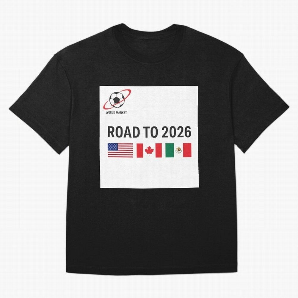 Road to World Cup 2026 Football Journey Classic T-Shirt Stand with FIFA World Cup 2026 USA Canada Mexico Spirit, Filled with Argentina, Messi, Goal Celebration Energy, Supporter Heritage, Football Icons and Worldwide Tournament Joy; Perfect for
