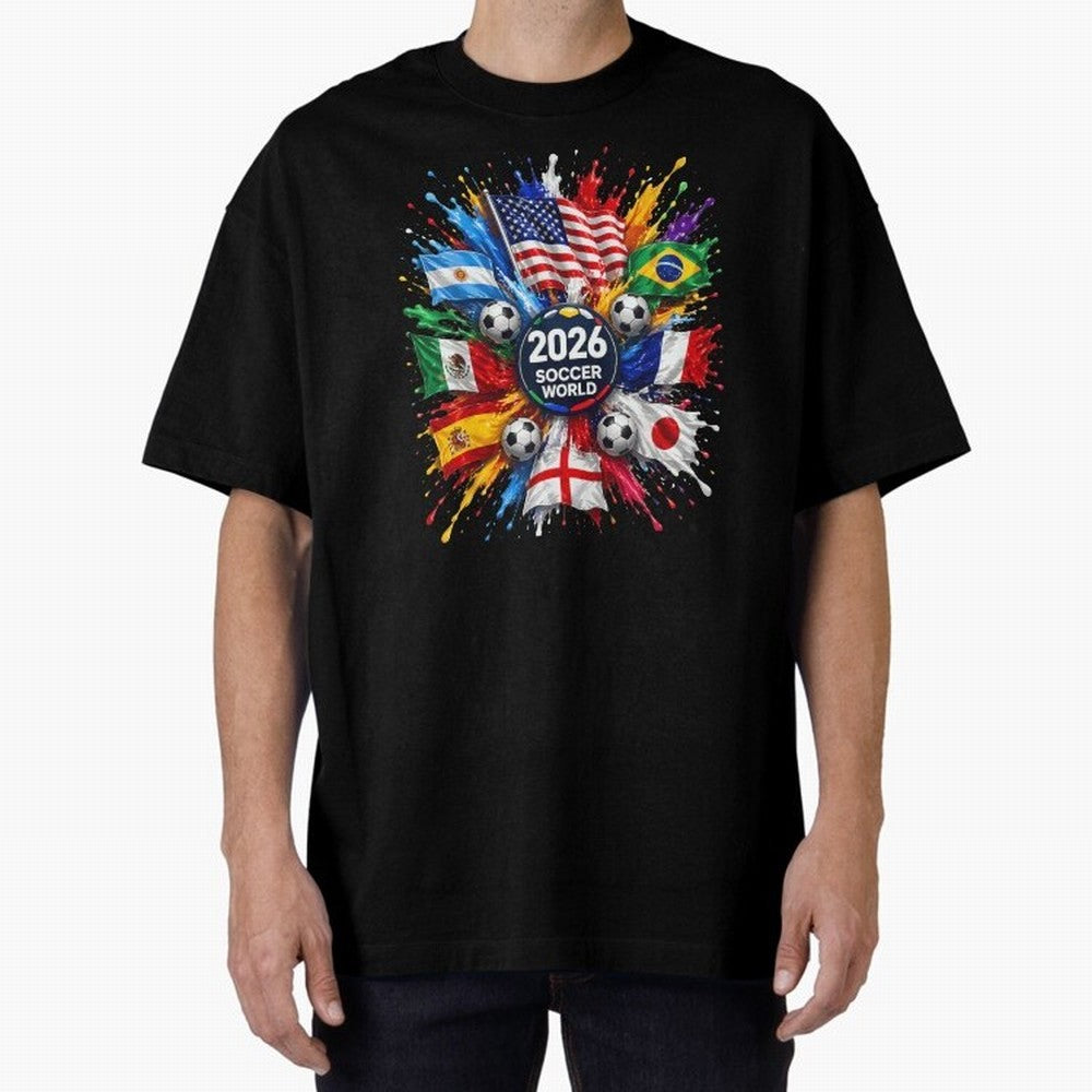 2026 Soccer World Championship Global Flags Paint Splash Sports Fan Graphic Classic T-Shirt Celebrate Football Heritage in Match Day Hype around FIFA World Cup 2026 Group Stage, Cristiano Ronaldo, Haaland and CR7, Spain, Game Day Rituals, Football
