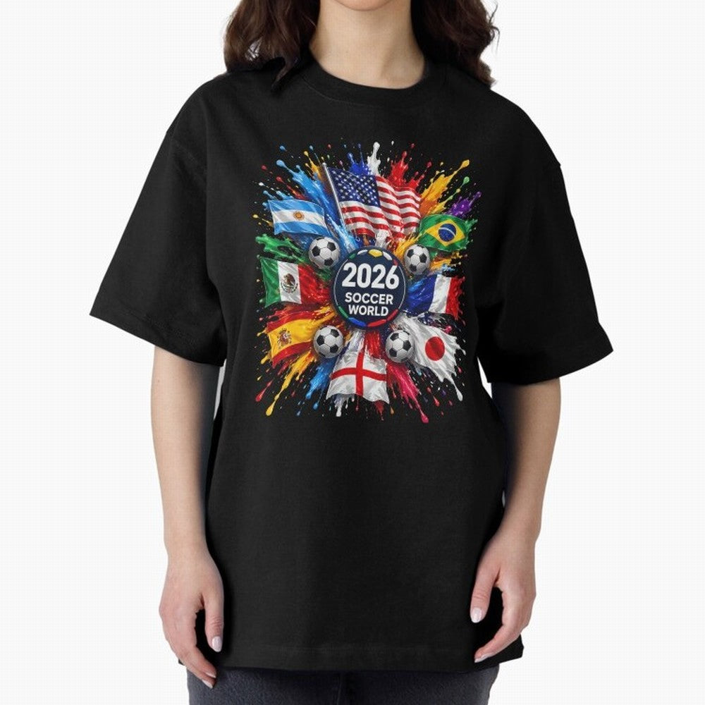 2026 Soccer World Championship Global Flags Paint Splash Sports Fan Graphic Classic T-Shirt Celebrate Football Heritage in Match Day Hype around FIFA World Cup 2026 Group Stage, Cristiano Ronaldo, Haaland and CR7, Spain, Game Day Rituals, Football