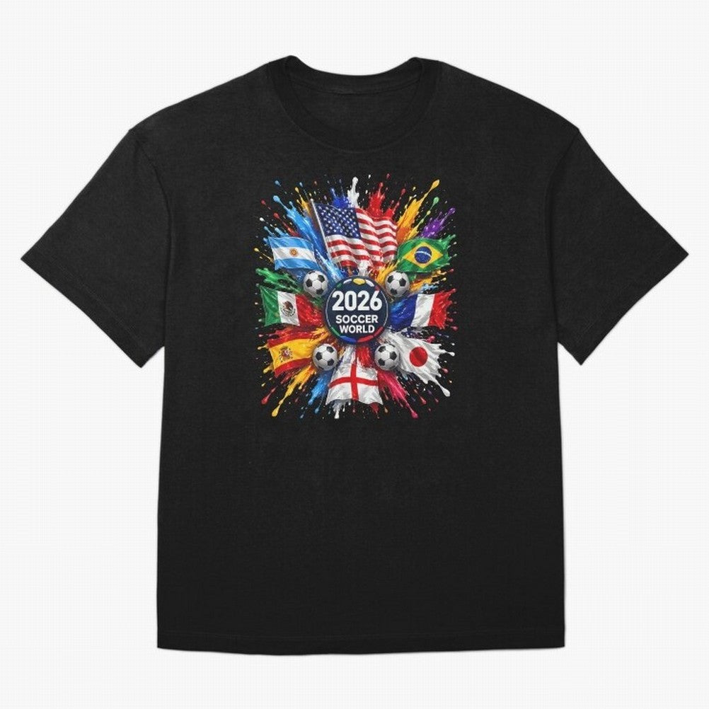 2026 Soccer World Championship Global Flags Paint Splash Sports Fan Graphic Classic T-Shirt Celebrate Football Heritage in Match Day Hype around FIFA World Cup 2026 Group Stage, Cristiano Ronaldo, Haaland and CR7, Spain, Game Day Rituals, Football
