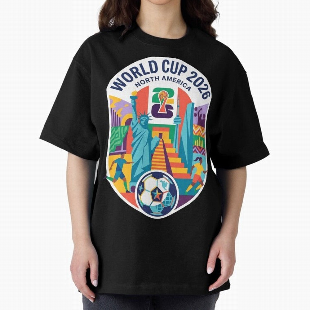 World Cup 2026 North America Soccer Tournament Colorful Emblem Classic T-Shirt Support Your Favorite Stars during Global Football Passion for FIFA World Cup 2026 USA Canada Mexico, Driven by Messi, Neymar and Mbappe, Brazil, Match Day Excitement,