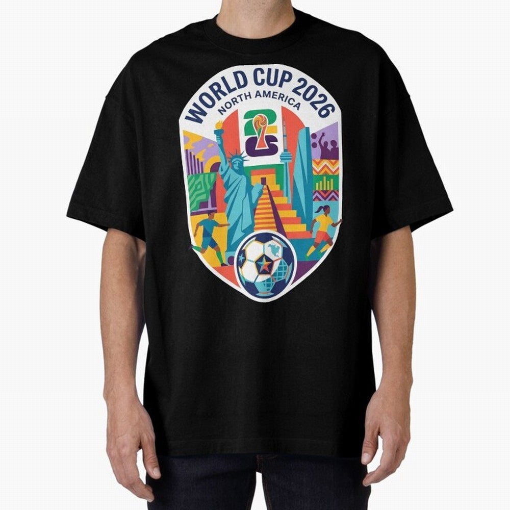 World Cup 2026 North America Soccer Tournament Colorful Emblem Classic T-Shirt Support Your Favorite Stars during Global Football Passion for FIFA World Cup 2026 USA Canada Mexico, Driven by Messi, Neymar and Mbappe, Brazil, Match Day Excitement,