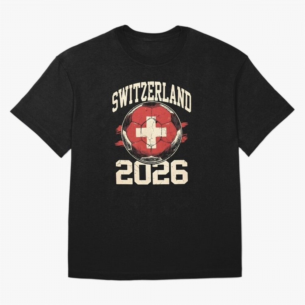 Switzerland 2026 World Cup Classic T-Shirt Represent Football Lovers during Global Football Passion for FIFA World Cup 2026 Group Stage, Centered on Haaland and Mbappe, Argentina and Brazil, Classic Soccer Heritage, Championship Pressure, Fan
