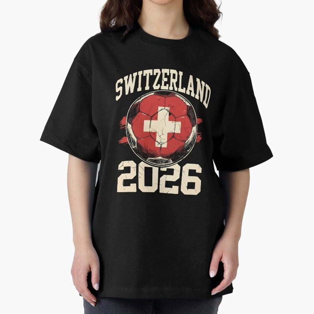 Switzerland 2026 World Cup Classic T-Shirt Represent Football Lovers during Global Football Passion for FIFA World Cup 2026 Group Stage, Centered on Haaland and Mbappe, Argentina and Brazil, Classic Soccer Heritage, Championship Pressure, Fan