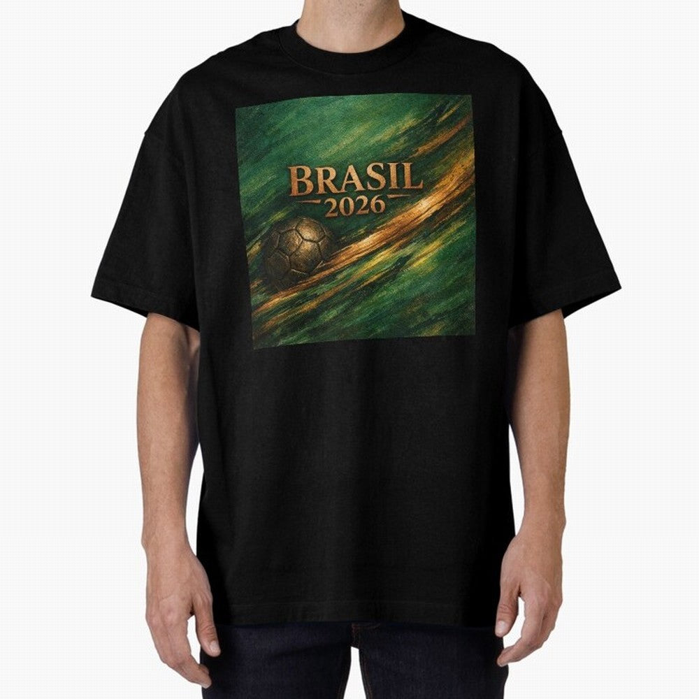 Brasil 2026 Soccer Theme Gold - Elegance Classic T-Shirt Feel Global Football Passion for FIFA World Cup 2026, Featuring CR7, France and Portugal, Stadium Chants, National Pride, Trophy Dreams and Unforgettable Football Memories; Perfect for Fans,