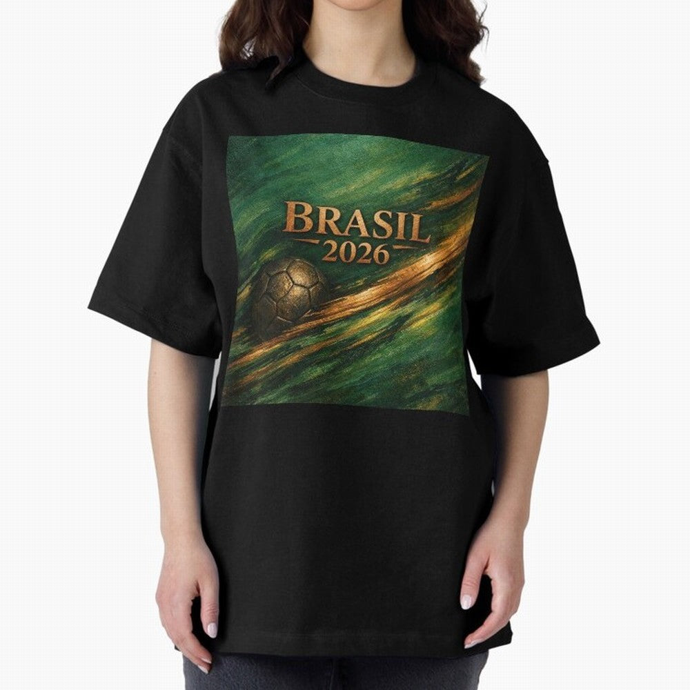 Brasil 2026 Soccer Theme Gold - Elegance Classic T-Shirt Feel Global Football Passion for FIFA World Cup 2026, Featuring CR7, France and Portugal, Stadium Chants, National Pride, Trophy Dreams and Unforgettable Football Memories; Perfect for Fans,