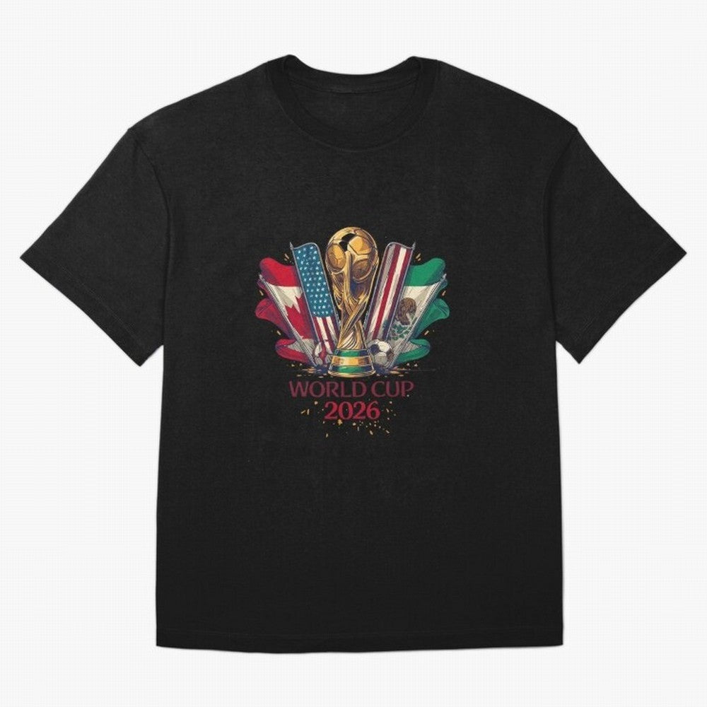 Host Trio Flags Banner Trophy Classic T-Shirt Bring Legendary Rivalry Energy to Global Football Passion for FIFA World Cup 2026 USA Canada Mexico, with Messi, Neymar and Mbappe, England, France and Netherlands, Stadium Memories, Football Loyalty,