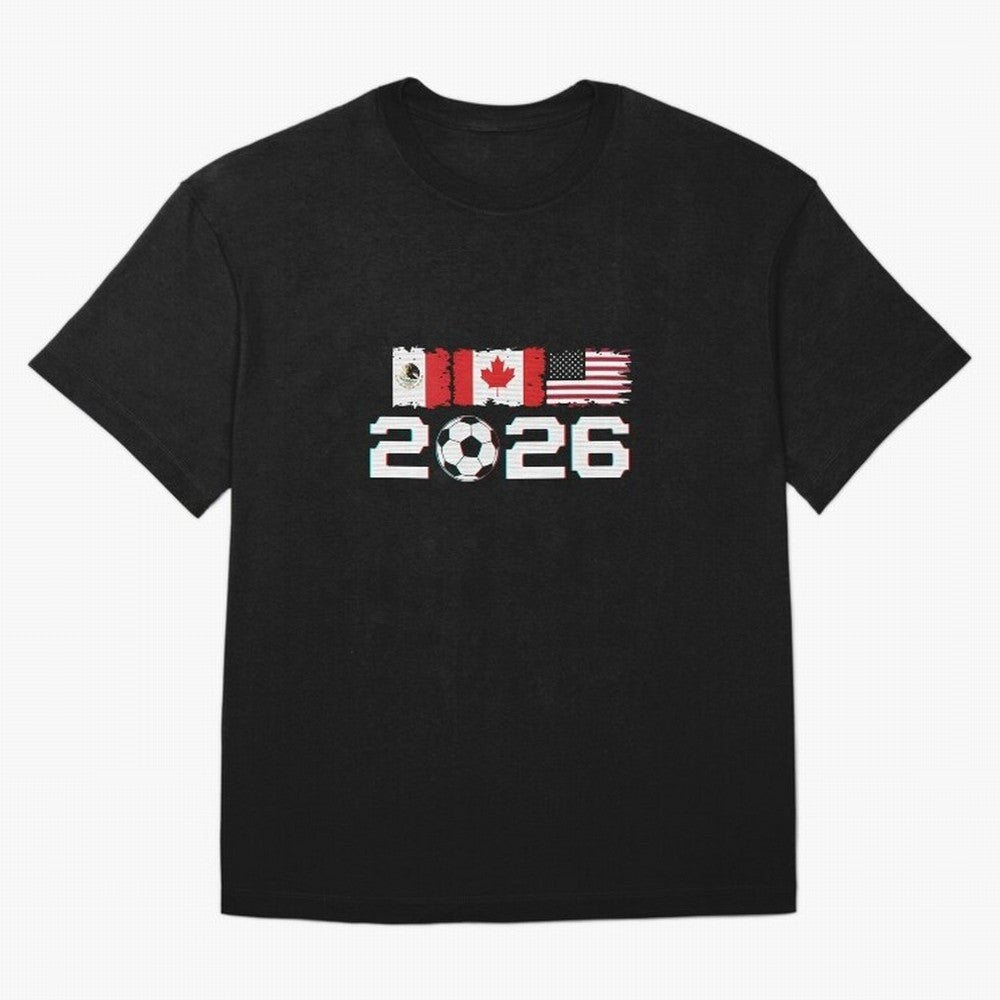 Glitched United 2026 Cup - North America Emblem Part 2 T-Shirt_82924673 Classic T-Shirt Carry the Dream of FIFA World Cup 2026 USA Canada Mexico for Fans of Haaland and Germany, Bringing Vintage Soccer Flavor, Modern Football Stars, National Flags