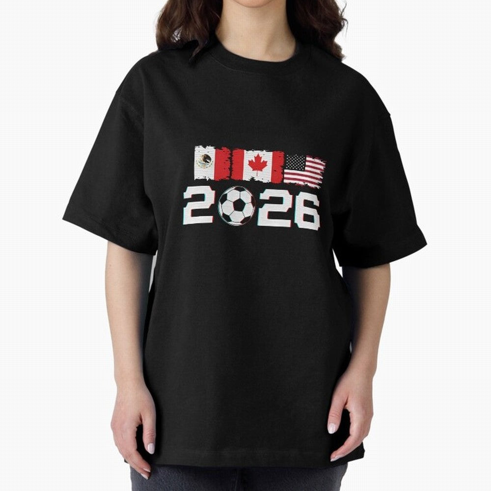 Glitched United 2026 Cup - North America Emblem Part 2 T-Shirt_82924673 Classic T-Shirt Carry the Dream of FIFA World Cup 2026 USA Canada Mexico for Fans of Haaland and Germany, Bringing Vintage Soccer Flavor, Modern Football Stars, National Flags