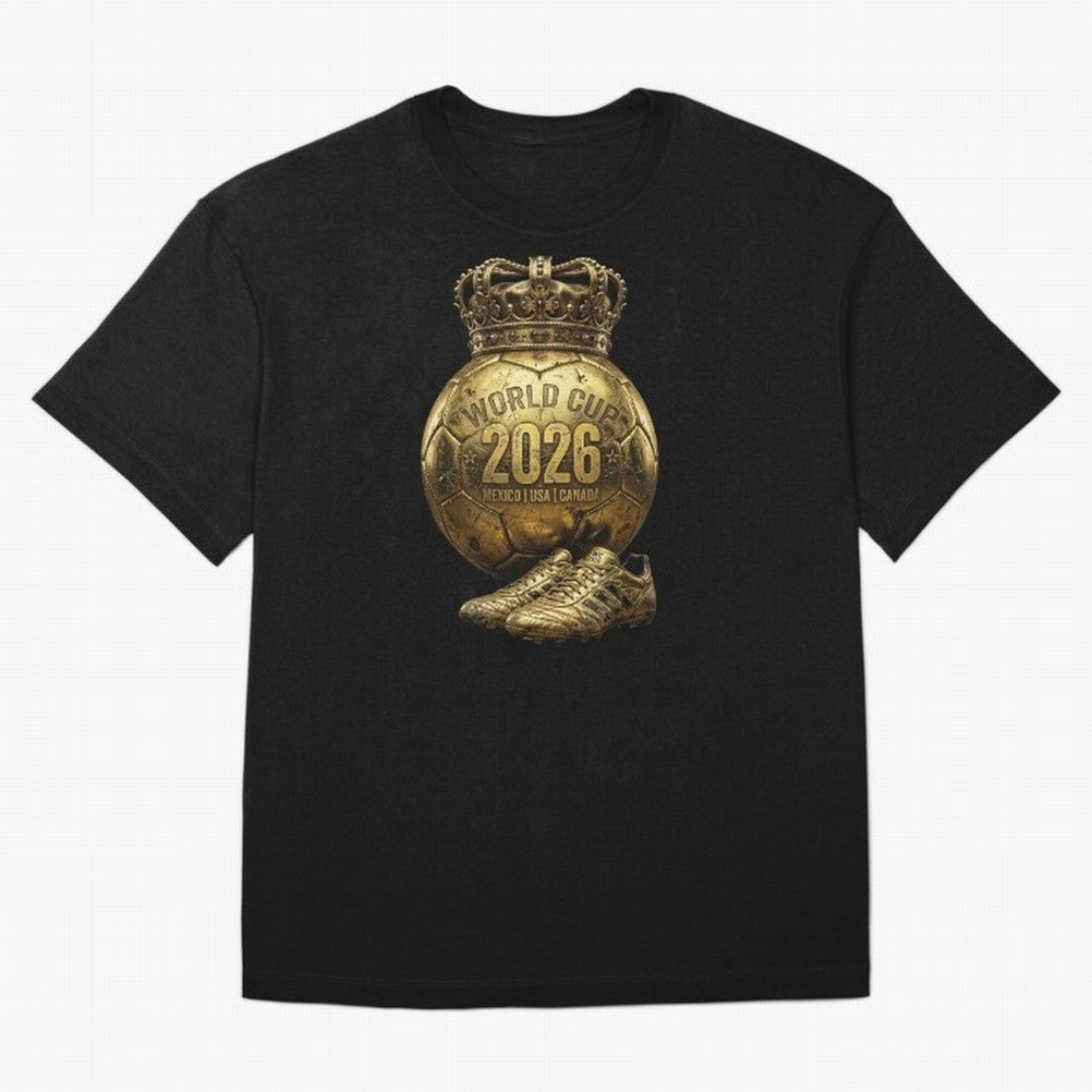 World Cup 2026 Golden Soccer Ball Crown- Mexico USA Canada Classic T-Shirt Celebrate the FIFA World Cup 2026 USA Canada Mexico Journey through Cristiano Ronaldo, Haaland and CR7 Highlights, Brazil, Portugal and Argentina Pride, Championship Spirit,