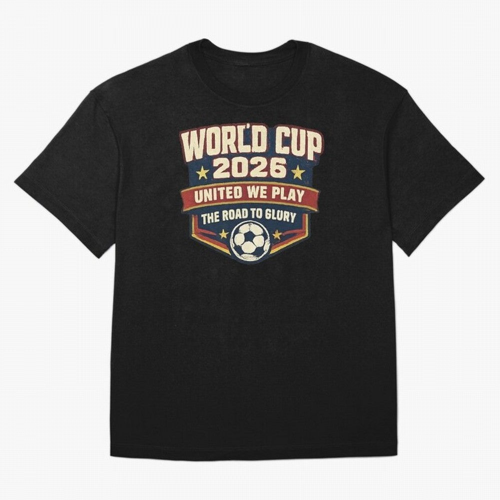 World Cup 2026 United We Play Vintage Soccer Football Fan Design Classic T-Shirt Celebrate the Stars of the FIFA World Cup 2026 Group Stage Journey through Messi, Neymar and Mbappe Highlights, Brazil, Portugal and Argentina Pride, Goal Celebration