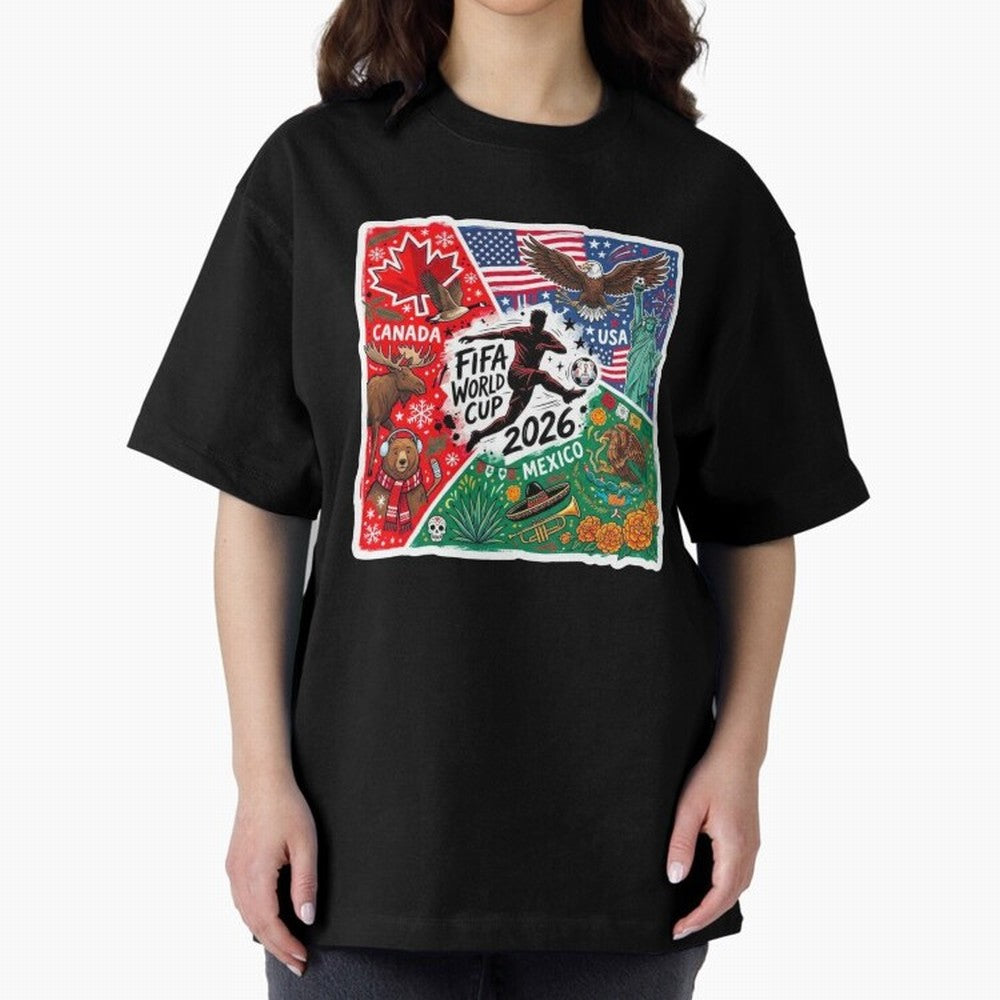 FIFA World Cup 2026 USA Canada Mexico ¨C Patriotic Football Collage Design Classic T-Shirt Live the Energy of Match Day Hype around FIFA World Cup 2026, Haaland and Mbappe, Portugal, Tournament Hype, Historic Matchups, Family Viewing Parties and