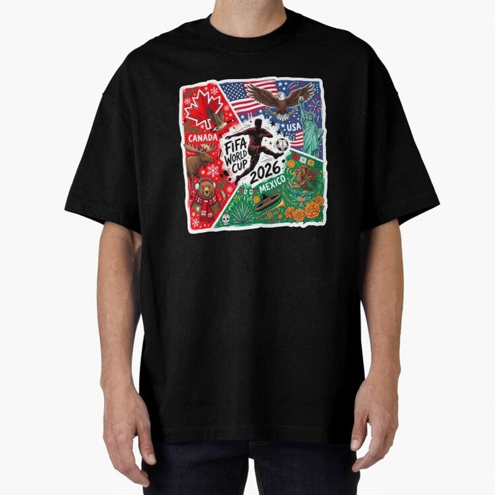 FIFA World Cup 2026 USA Canada Mexico ¨C Patriotic Football Collage Design Classic T-Shirt Live the Energy of Match Day Hype around FIFA World Cup 2026, Haaland and Mbappe, Portugal, Tournament Hype, Historic Matchups, Family Viewing Parties and