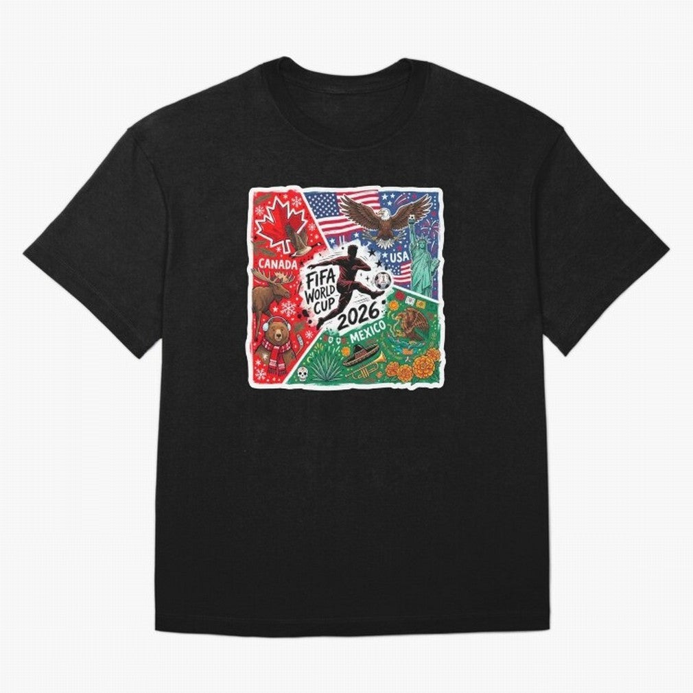 FIFA World Cup 2026 USA Canada Mexico ¨C Patriotic Football Collage Design Classic T-Shirt Live the Energy of Match Day Hype around FIFA World Cup 2026, Haaland and Mbappe, Portugal, Tournament Hype, Historic Matchups, Family Viewing Parties and