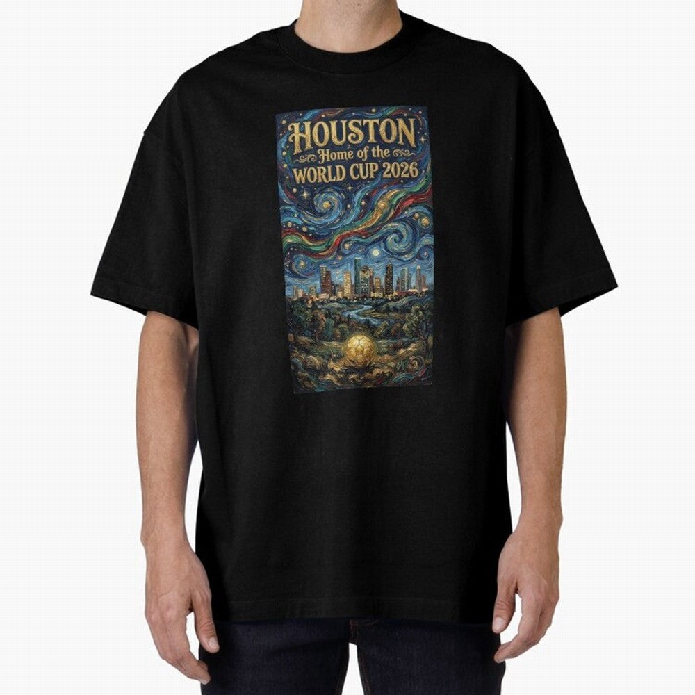Houston Starry Night Skyline World Cup 2026 Soccer Poster ¡ª Van Gogh Fine Art Print Classic T-Shirt Celebrate Soccer Greatness during FIFA World Cup 2026 for Fans of Messi and Brazil, Bringing Retro Football Energy, Iconic Rivalries, Trophy Chase