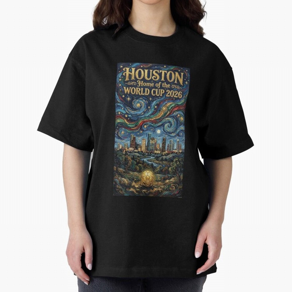 Houston Starry Night Skyline World Cup 2026 Soccer Poster ¡ª Van Gogh Fine Art Print Classic T-Shirt Celebrate Soccer Greatness during FIFA World Cup 2026 for Fans of Messi and Brazil, Bringing Retro Football Energy, Iconic Rivalries, Trophy Chase