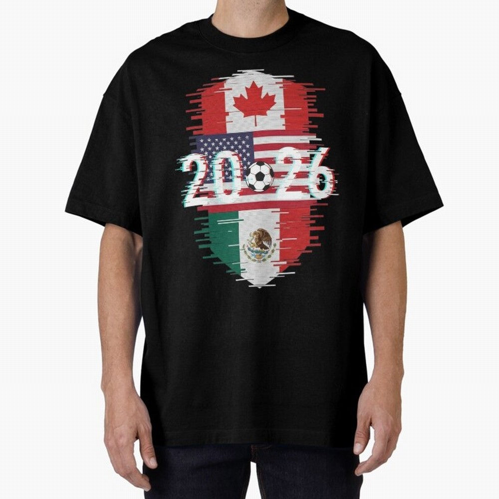 Glitched United 2026 - North America Emblem Classic T-Shirt Join Supporters Worldwide for FIFA World Cup 2026 Group Stage Spirit, Centered on Spain, Messi, CR7 and Mbappe, Football History, Final Match Energy, Crowd Noise and Once in a Lifetime