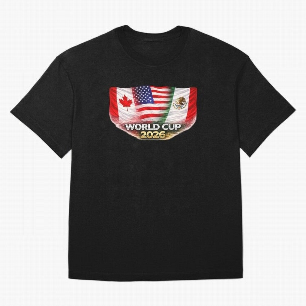 World Cup 2026 North America Flags Design ¨C USA Canada Mexico Soccer Fan Graphic Classic T-Shirt Celebrate Football Dreams Across FIFA World Cup 2026 Group Stage for Fans of Haaland and Mbappe and Brazil, Portugal and Argentina, Bringing Global