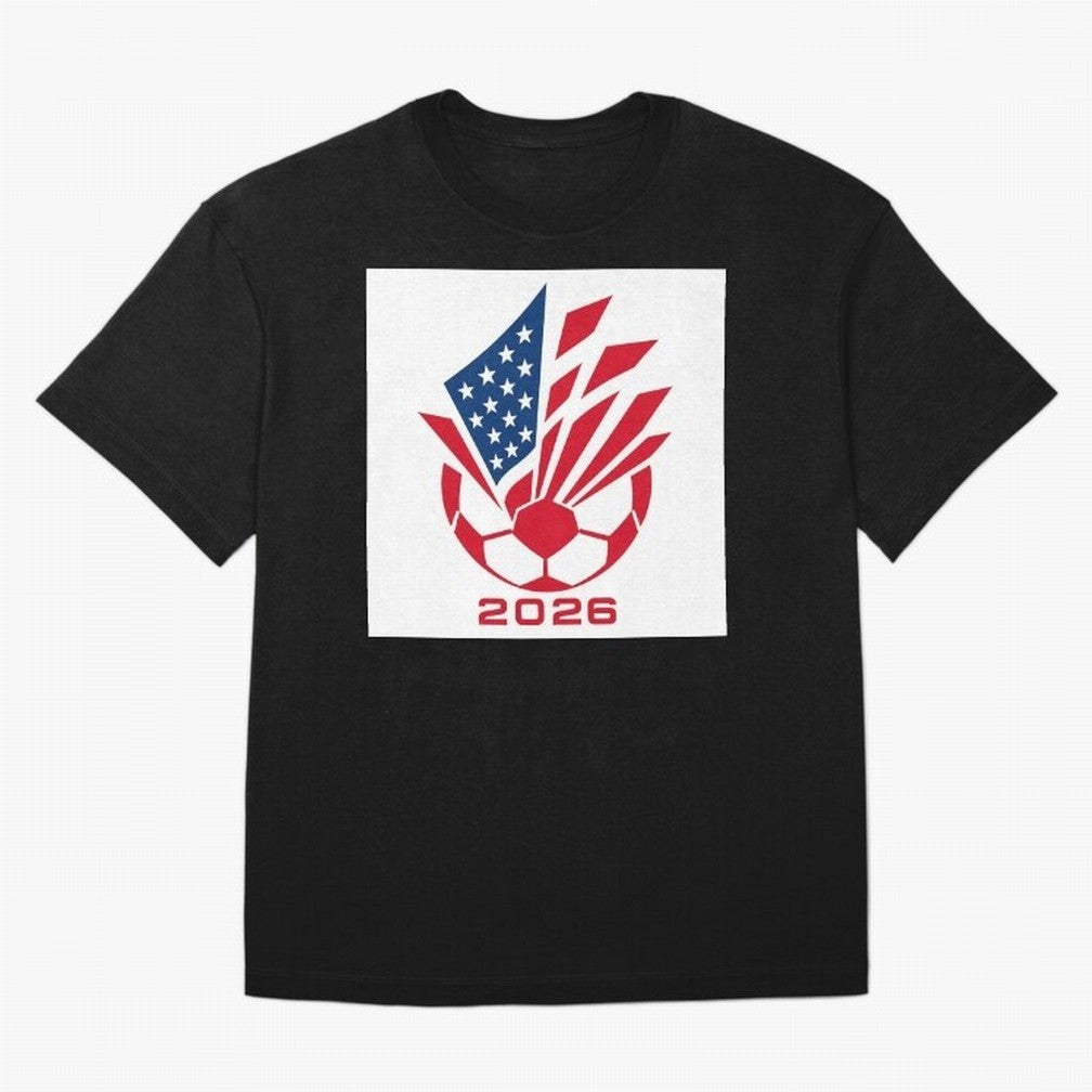 American Soccer 2026 Flag Burst Emblem Classic T-Shirt Step into Global Football Passion for FIFA World Cup 2026 Group Stage, Built around Messi, CR7 and Mbappe, Brazil, Portugal and Argentina, Sports Nostalgia, International Competition, Famous
