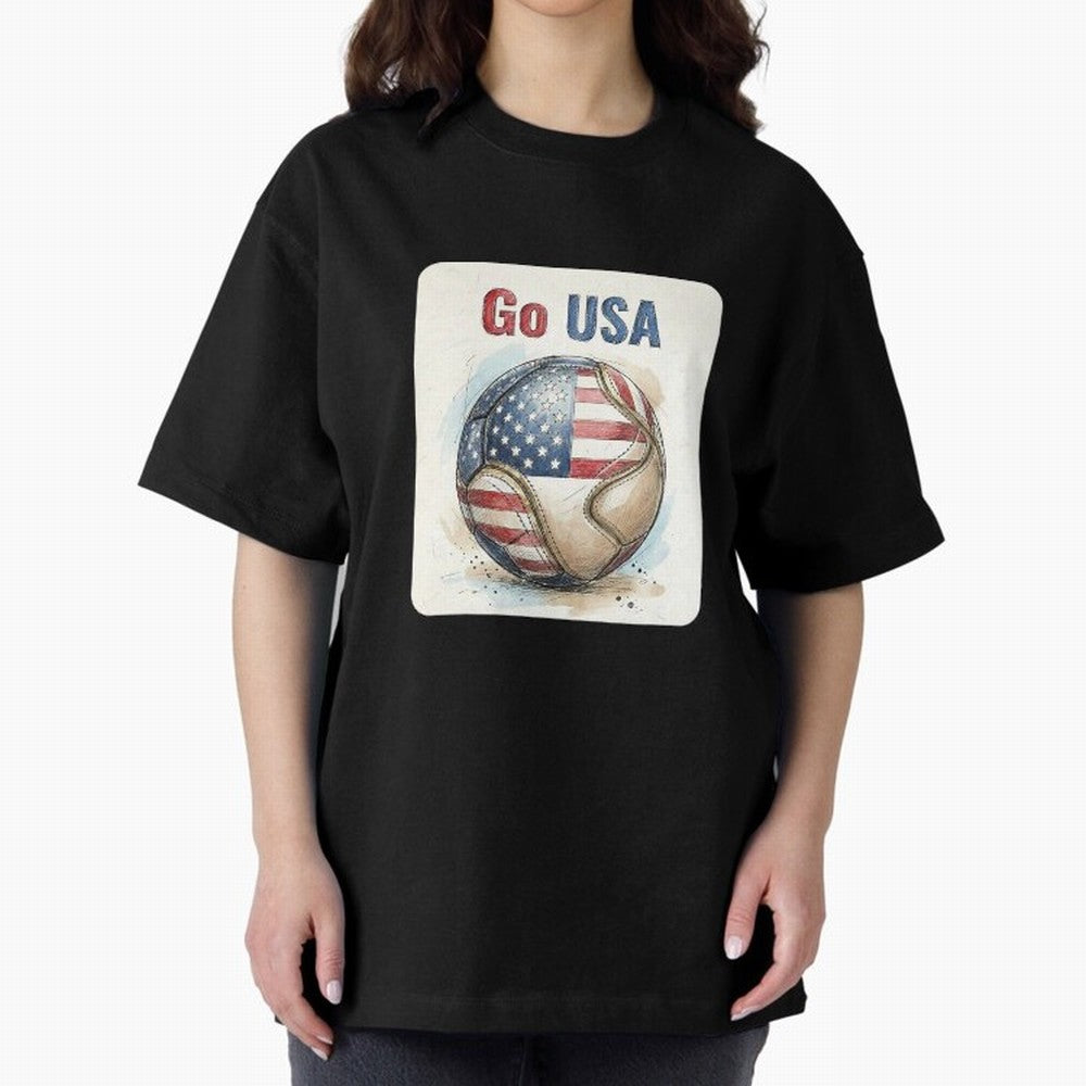 Go USA Soccer Ball Flag | American Football Fan Graphic Tee Classic T-Shirt Live for the Drama of Match Day Hype around FIFA World Cup 2026 USA Canada Mexico, Haaland, England and Germany, Football Passion, Legendary Performances, Festival Vibes