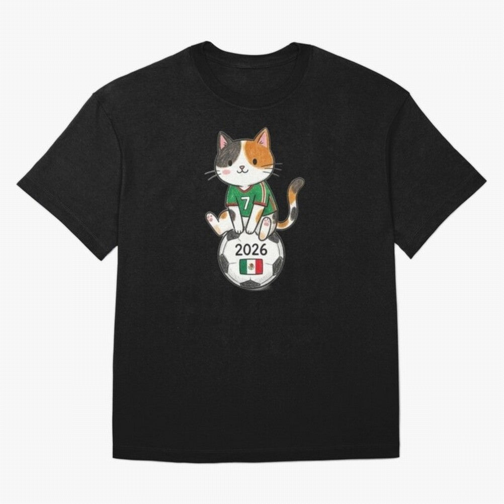 Mexico Soccer Cat #7 - 2026 World Cup Spirit Classic T-Shirt Carry the Colors and Pride of Match Day Hype around FIFA World Cup 2026 USA Canada Mexico, Haaland and Mbappe, France and Portugal, Worldwide Fan Energy, Dramatic Goals, Stadium Lights
