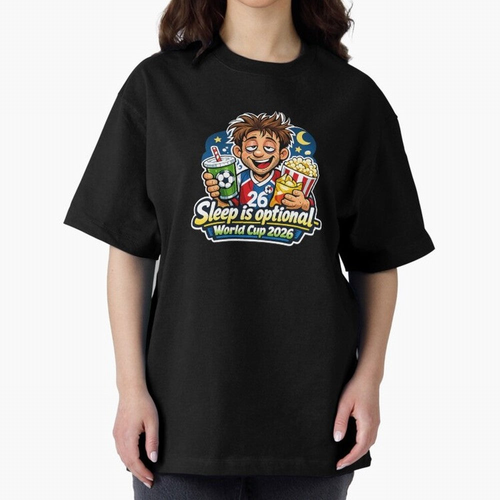 Sleep Is Optional ¨C World Cup 2026 Funny Soccer Fan Night Design Classic T-Shirt Represent Global Football Passion for FIFA World Cup 2026 USA Canada Mexico, Made for Messi and Cristiano Ronaldo, England, France and Netherlands, Game Day Rituals,