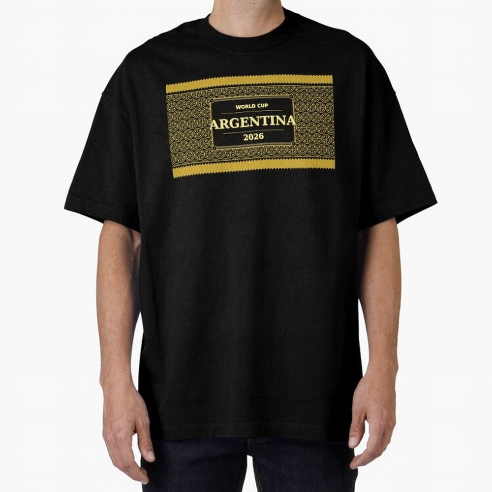 Argentina Football Fan 2026 Black Gold Luxury ¡ª Defending Champions Classic T-Shirt Elevate FIFA World Cup 2026 USA Canada Mexico Highlighting Messi, CR7 and Mbappe, Brazil, Portugal and Argentina Energy, Retro Football Energy, Iconic Rivalries,