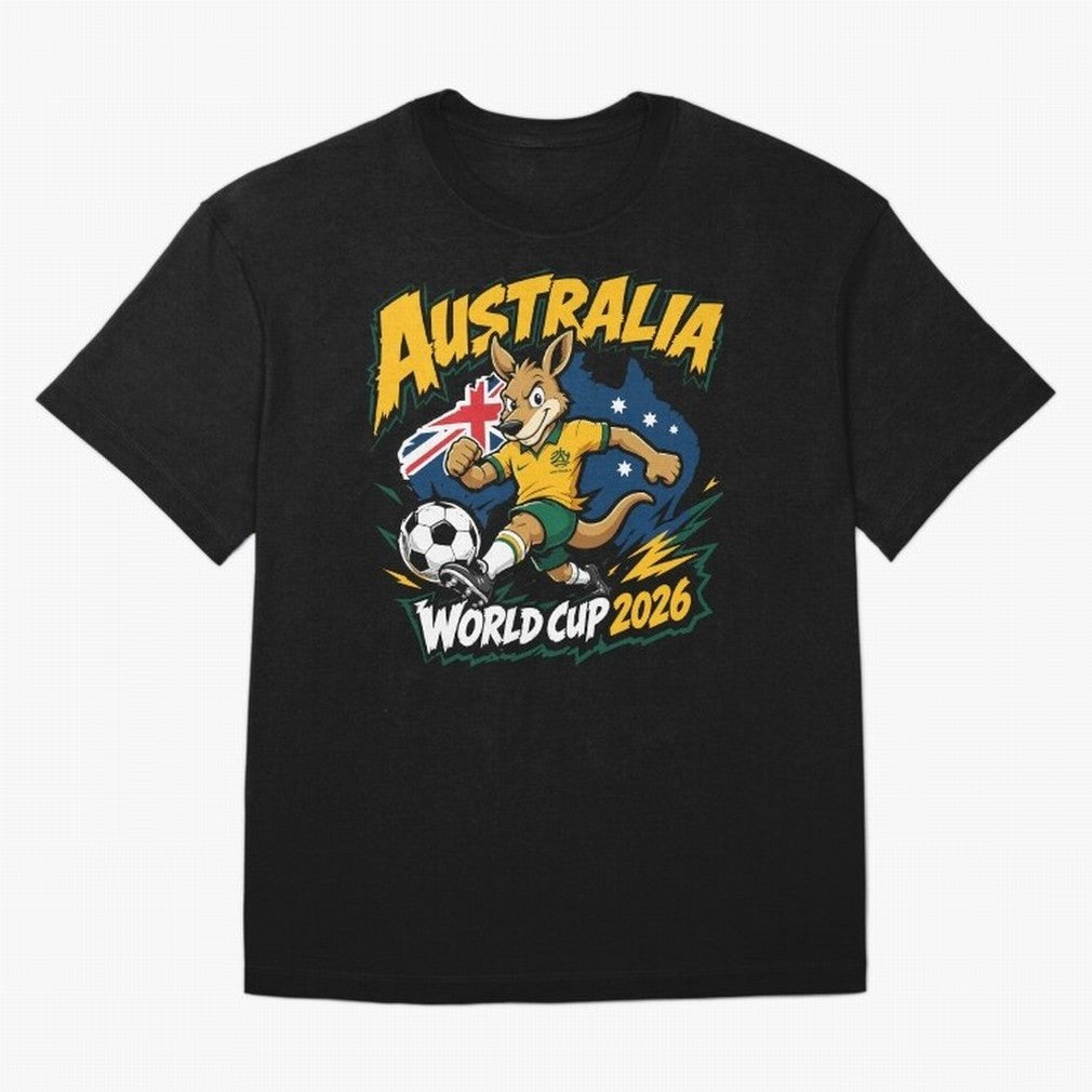 Australia World Cup 2026 Soccer Kangaroo Fan Design Classic T-Shirt Share the Excitement of FIFA World Cup 2026 Spirit, with Spain, Haaland and Mbappe, Goal Celebration Energy, Supporter Heritage, Football Icons and Worldwide Tournament Joy; Ideal