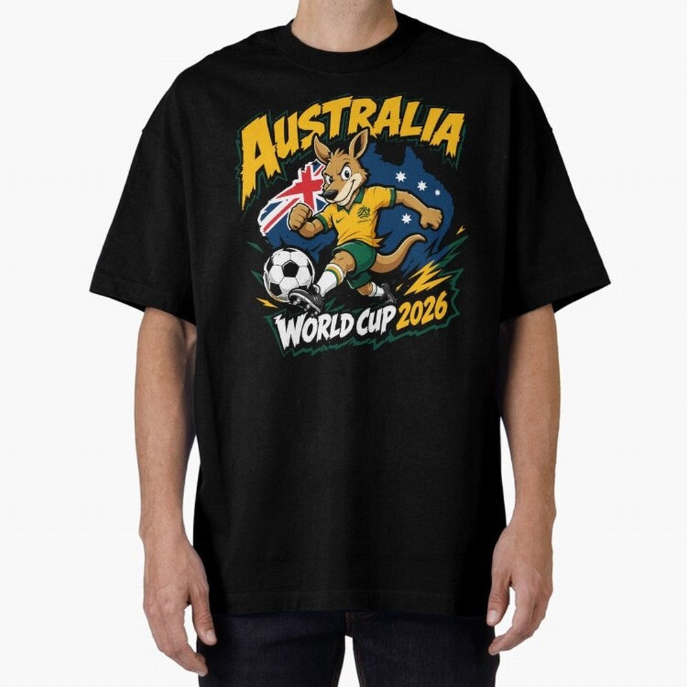 Australia World Cup 2026 Soccer Kangaroo Fan Design Classic T-Shirt Share the Excitement of FIFA World Cup 2026 Spirit, with Spain, Haaland and Mbappe, Goal Celebration Energy, Supporter Heritage, Football Icons and Worldwide Tournament Joy; Ideal