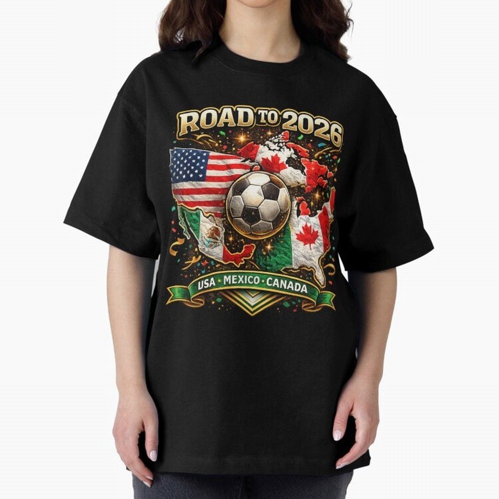 Road to 2026 Soccer Tournament - USA Mexico Canada Flags Classic T-Shirt Show Your Love for FIFA World Cup 2026 Group Stage Spirit, with Netherlands, Mbappe and Neymar, Goal Celebration Energy, Supporter Heritage, Football Icons and Worldwide