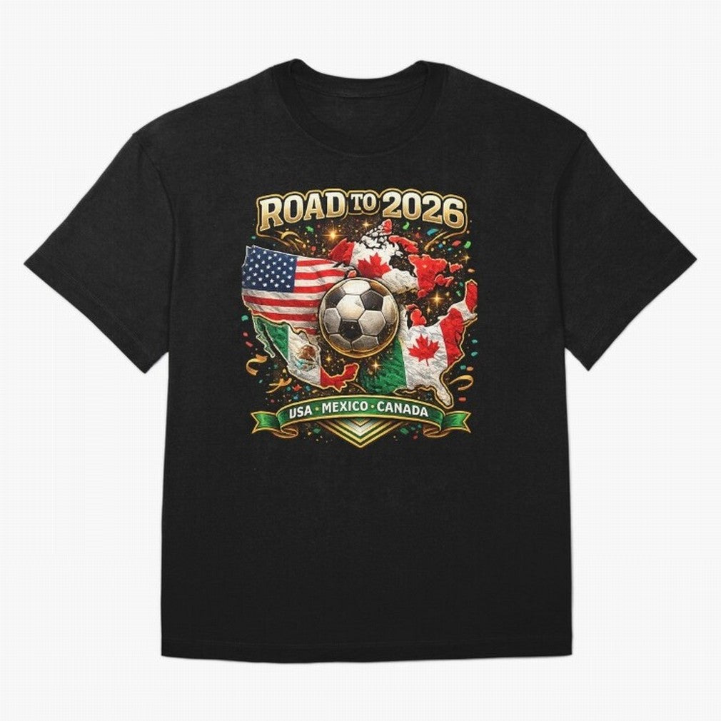 Road to 2026 Soccer Tournament - USA Mexico Canada Flags Classic T-Shirt Show Your Love for FIFA World Cup 2026 Group Stage Spirit, with Netherlands, Mbappe and Neymar, Goal Celebration Energy, Supporter Heritage, Football Icons and Worldwide