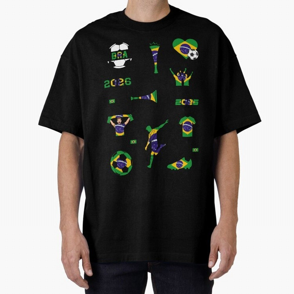 Brazil 2026 Soccer Collection Classic T-Shirt Make Your Look Match the FIFA World Cup 2026 USA Canada Mexico Journey through CR7 and Messi Highlights, Portugal, Spain and Germany Pride, Football Festival Excitement, Trophy Ambitions, Country