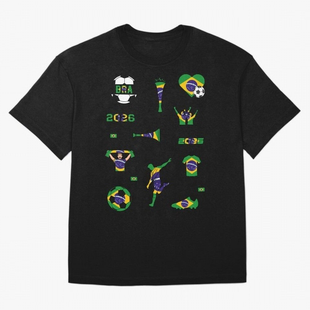 Brazil 2026 Soccer Collection Classic T-Shirt Make Your Look Match the FIFA World Cup 2026 USA Canada Mexico Journey through CR7 and Messi Highlights, Portugal, Spain and Germany Pride, Football Festival Excitement, Trophy Ambitions, Country