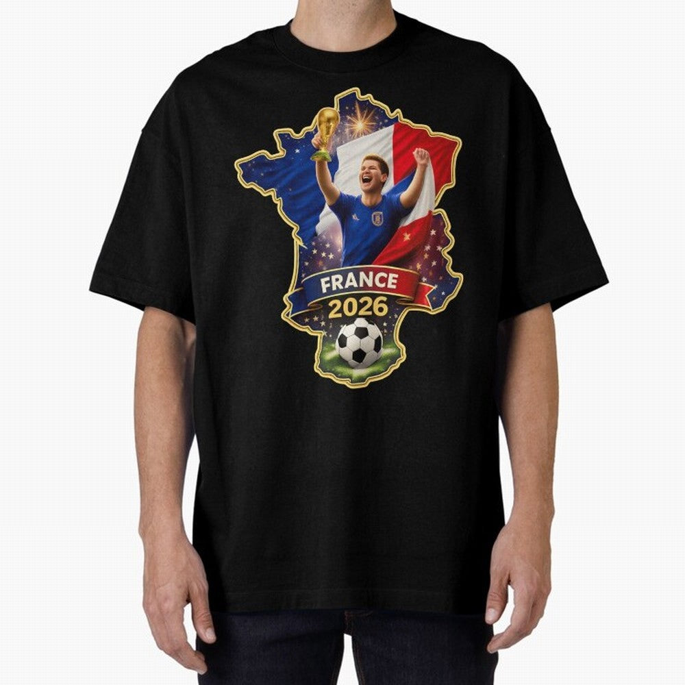 France Map Silhouette 2026 Football Victory Graphic Classic T-Shirt Support the Legends of Global Football Passion for FIFA World Cup 2026 USA Canada Mexico, Inspired by Messi and Cristiano Ronaldo, Brazil, Stadium Chants, National Pride, Trophy