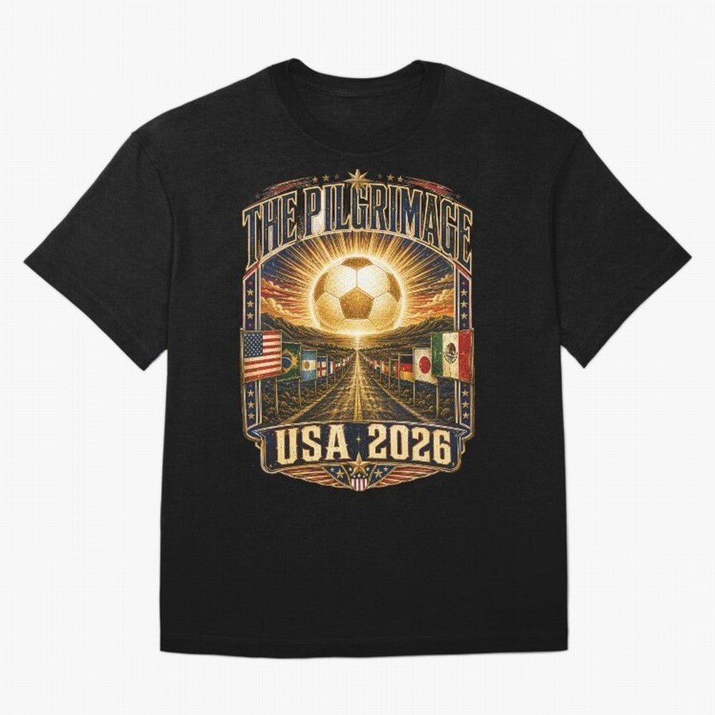 The Pilgrimage World Cup 2026 Soccer T-Shirt Classic T-Shirt Bring Champion Energy into FIFA World Cup 2026 Group Stage with Haaland, Brazil Energy, Stadium Chants, National Pride, Trophy Dreams and Unforgettable Football Memories; Perfect for