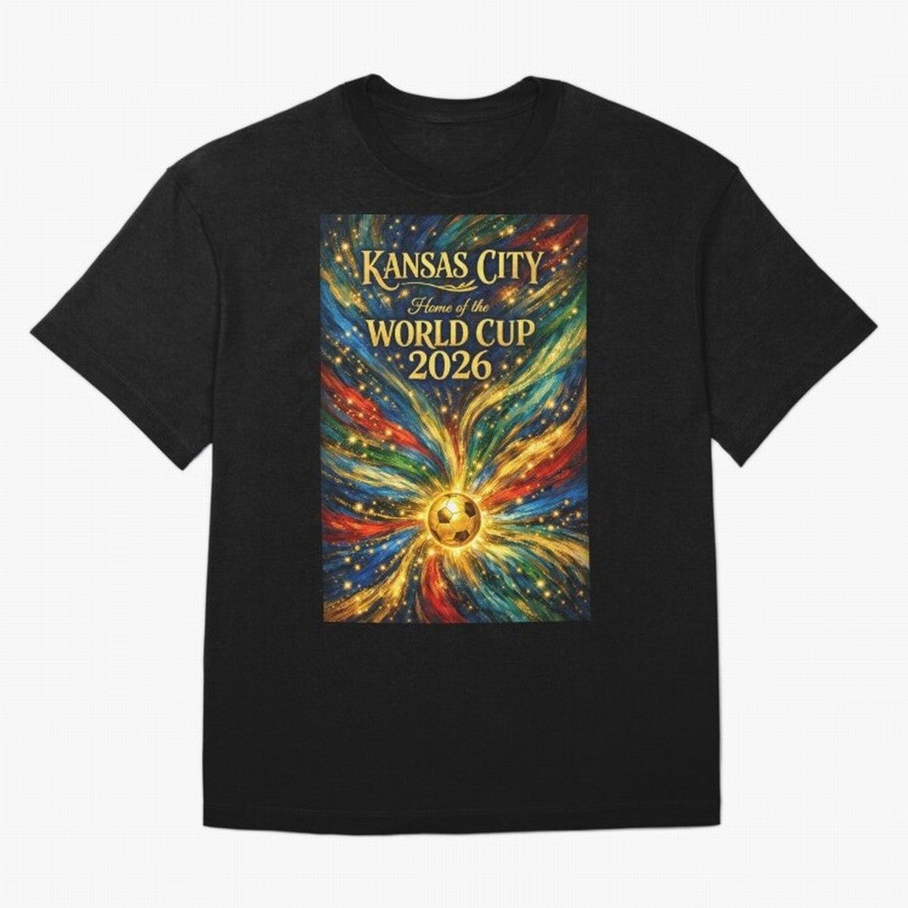 Kansas City World Cup 2026 Starburst Soccer Poster ¡ª Van Gogh Fluid Art Print Classic T-Shirt Follow the Road to FIFA World Cup 2026 USA Canada Mexico Spirit, with Brazil, Mbappe, Football Passion, Legendary Performances, Festival Vibes and