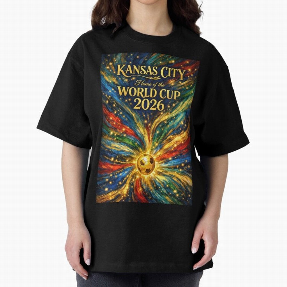 Kansas City World Cup 2026 Starburst Soccer Poster ¡ª Van Gogh Fluid Art Print Classic T-Shirt Follow the Road to FIFA World Cup 2026 USA Canada Mexico Spirit, with Brazil, Mbappe, Football Passion, Legendary Performances, Festival Vibes and