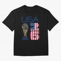 USA 2026 Soccer World Cup Trophy American Flag Design Classic T-Shirt Celebrate Fan Culture around FIFA World Cup 2026 USA Canada Mexico for Fans of Cristiano Ronaldo and France, Bringing Match Day Excitement, Supporter Culture, Golden Goals and