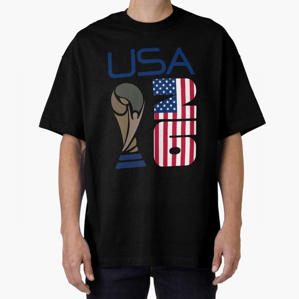 USA 2026 Soccer World Cup Trophy American Flag Design Classic T-Shirt Celebrate Fan Culture around FIFA World Cup 2026 USA Canada Mexico for Fans of Cristiano Ronaldo and France, Bringing Match Day Excitement, Supporter Culture, Golden Goals and