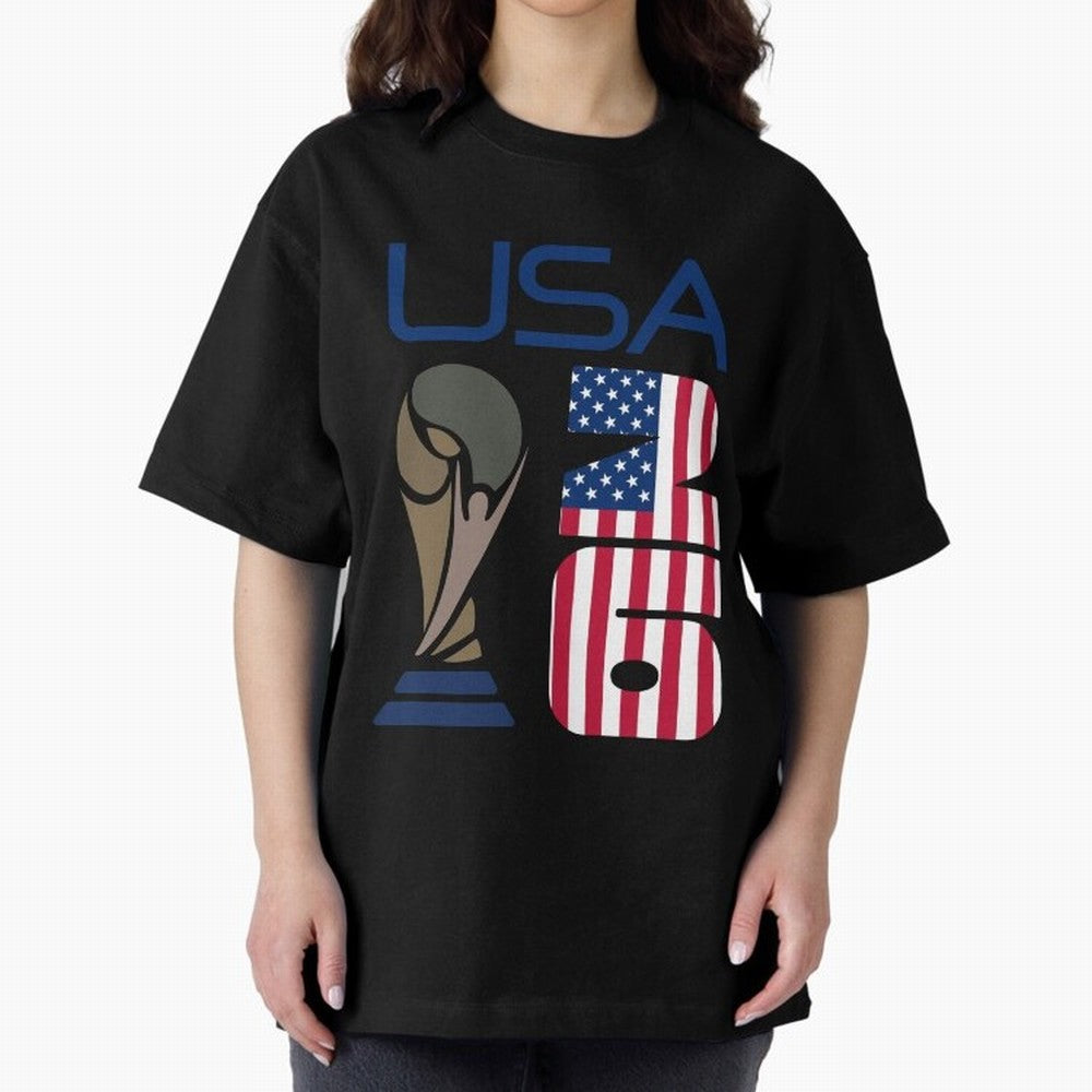 USA 2026 Soccer World Cup Trophy American Flag Design Classic T-Shirt Celebrate Fan Culture around FIFA World Cup 2026 USA Canada Mexico for Fans of Cristiano Ronaldo and France, Bringing Match Day Excitement, Supporter Culture, Golden Goals and
