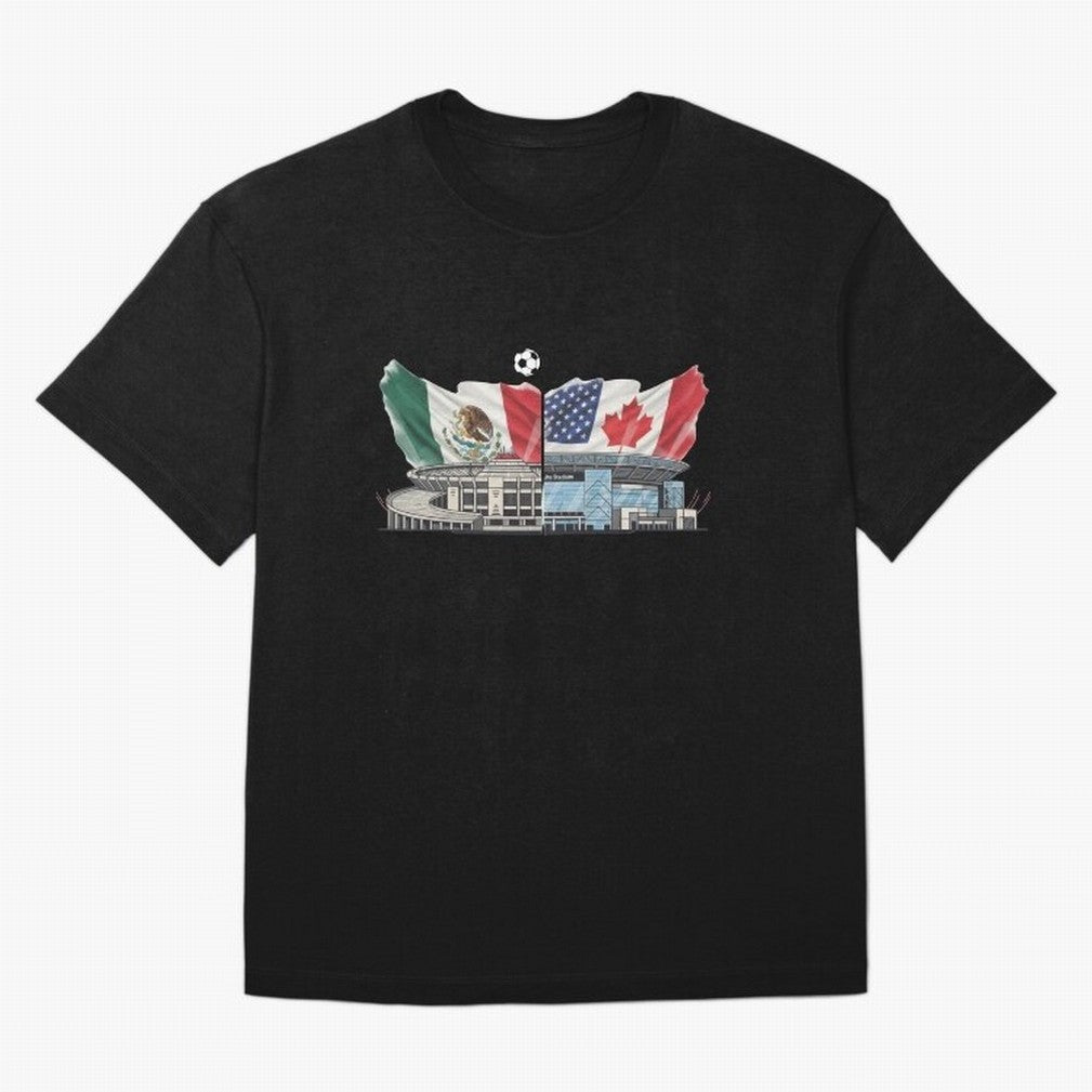 2026 World Cup Opening & Final ¨C Azteca Stadium Mexico & MetLife Stadium USA ¨C Football Design with Mexican, Canadian & US Flags Classic T-Shirt Celebrate the Magic of Match Day Hype around FIFA World Cup 2026, Messi and Cristiano Ronaldo,