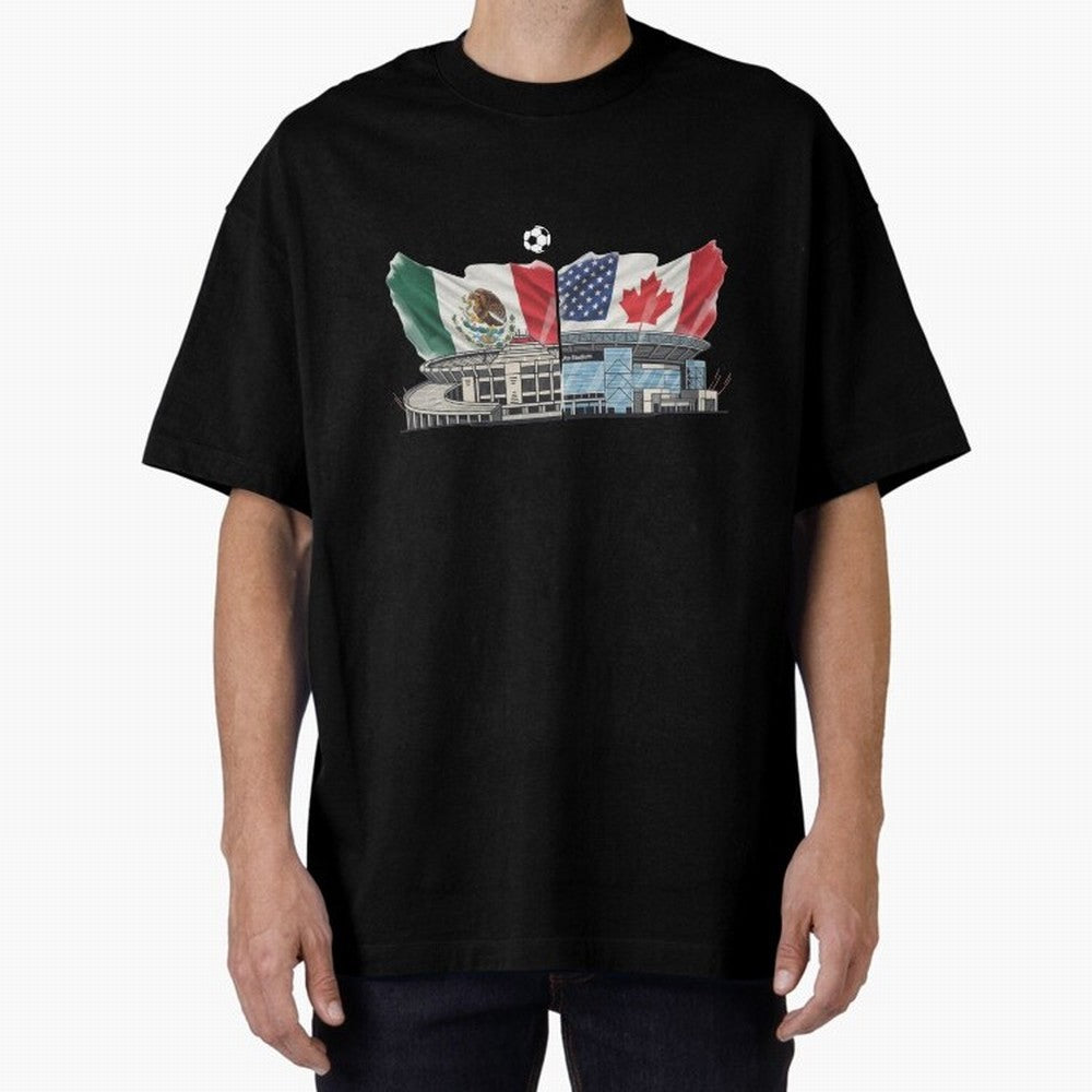 2026 World Cup Opening & Final ¨C Azteca Stadium Mexico & MetLife Stadium USA ¨C Football Design with Mexican, Canadian & US Flags Classic T-Shirt Celebrate the Magic of Match Day Hype around FIFA World Cup 2026, Messi and Cristiano Ronaldo,