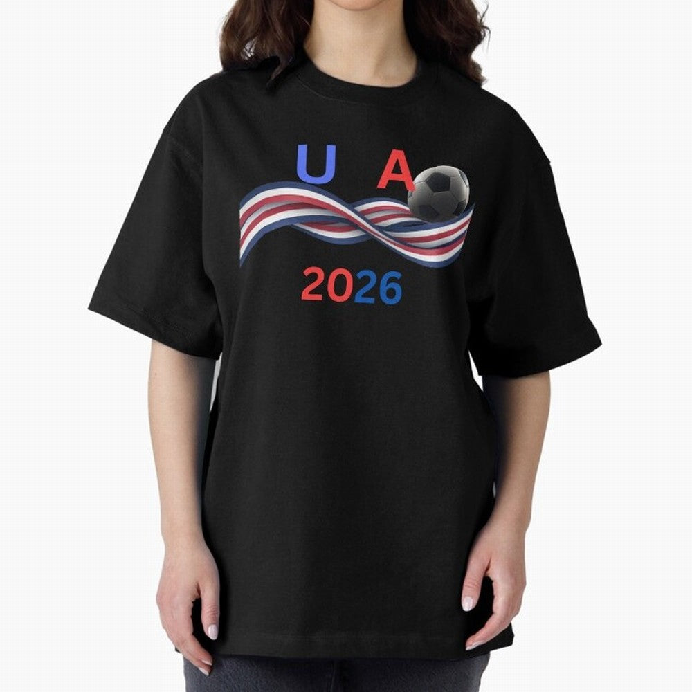 USA 2026 Soccer Ball With Waving Flag - United States Football Team Support? Classic T-Shirt Turn Every Weekend Toward Match Day Hype around FIFA World Cup 2026 Group Stage, Cristiano Ronaldo, Haaland and CR7, Brazil, Portugal and Argentina,